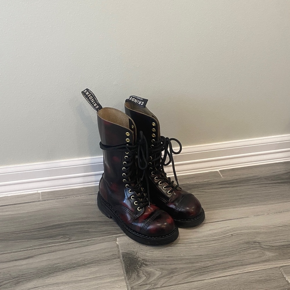Dr. Martens they are * Grinders *Burgundy and Black Combat Boots